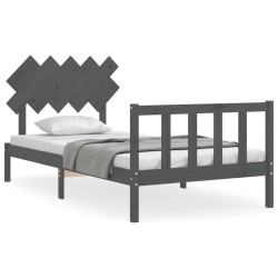 vidaXL Massivholzbett mit Kopfteil Grau 100x200 cm
