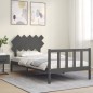 vidaXL Massivholzbett mit Kopfteil Grau 100x200 cm vidaXL Massivholzbett mit Kopfteil Grau 100x200 cm