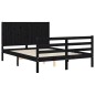 vidaXL Massivholzbett mit Kopfteil Schwarz 140x200 cm vidaXL Massivholzbett mit Kopfteil Schwarz 140x200 cm