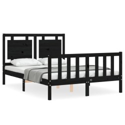 vidaXL Massivholzbett mit Kopfteil Schwarz 140x190 cm