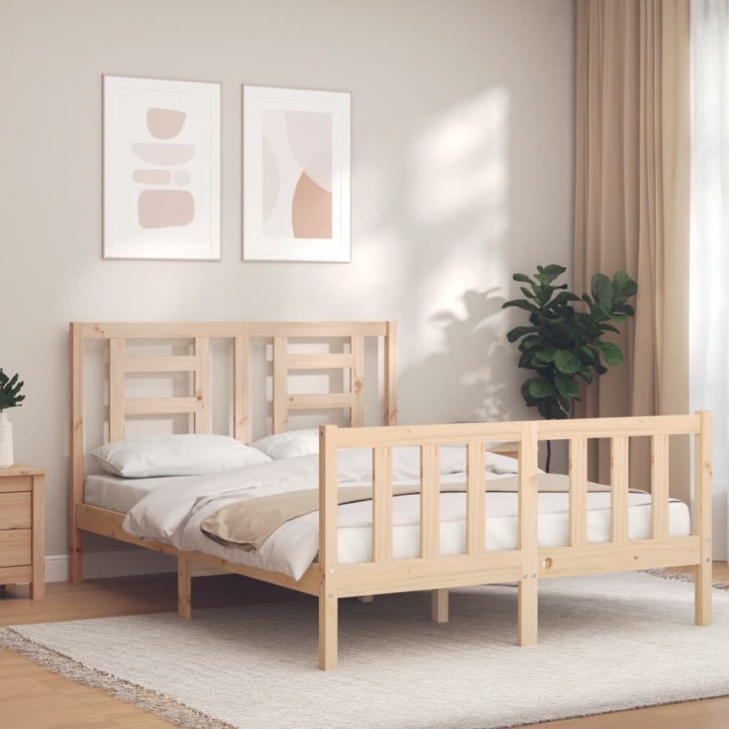 vidaXL Massivholzbett mit Kopfteil 140x190 cm vidaXL Massivholzbett mit Kopfteil 140x190 cm