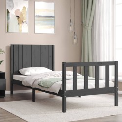 vidaXL Massivholzbett mit Kopfteil Grau 90x200 cm