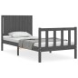 vidaXL Massivholzbett mit Kopfteil Grau 90x200 cm vidaXL Massivholzbett mit Kopfteil Grau 90x200 cm