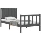 vidaXL Massivholzbett mit Kopfteil Grau 90x200 cm vidaXL Massivholzbett mit Kopfteil Grau 90x200 cm