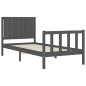 vidaXL Massivholzbett mit Kopfteil Grau 90x200 cm vidaXL Massivholzbett mit Kopfteil Grau 90x200 cm