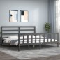 vidaXL Massivholzbett mit Kopfteil Grau 200x200 cm vidaXL Massivholzbett mit Kopfteil Grau 200x200 cm