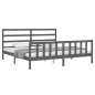 vidaXL Massivholzbett mit Kopfteil Grau 200x200 cm vidaXL Massivholzbett mit Kopfteil Grau 200x200 cm