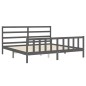 vidaXL Massivholzbett mit Kopfteil Grau 200x200 cm vidaXL Massivholzbett mit Kopfteil Grau 200x200 cm