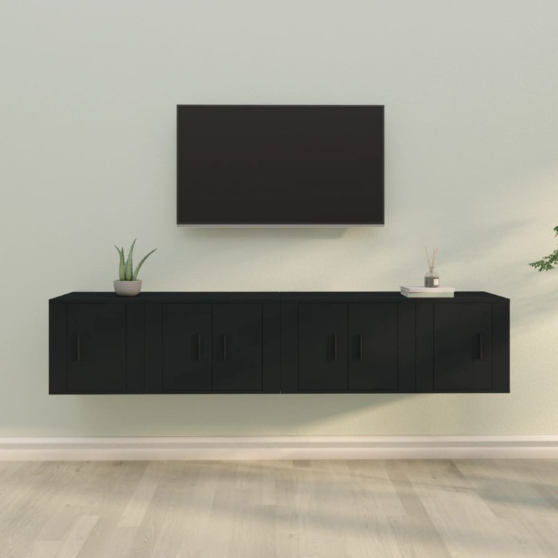 vidaXL 4-tlg. TV-Schrank-Set Schwarz Holzwerkstoff vidaXL 4-tlg. TV-Schrank-Set Schwarz Holzwerkstoff