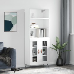 vidaXL Highboard Hochglanz-Weiß 69,5x34x180 cm Holzwerkstoff