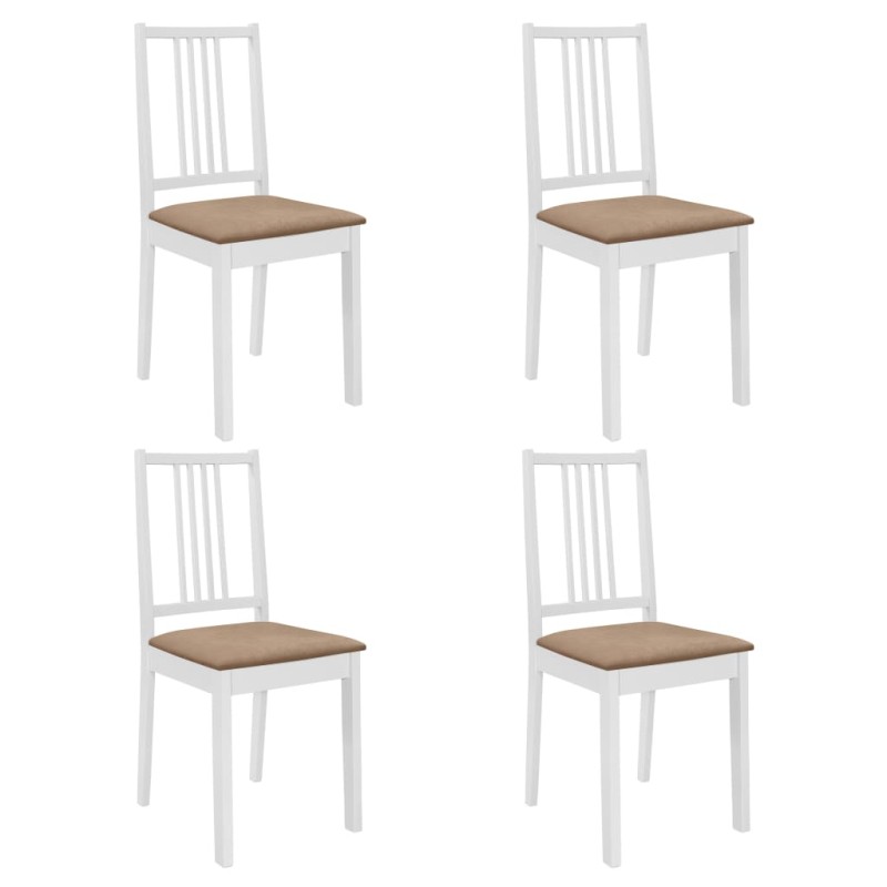 Esszimmerstühle mit Polstern 4 Stk. Weiß Massivholz Esszimmerstühle mit Polstern 4 Stk. Weiß Massivholz