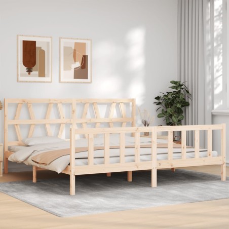 vidaXL Massivholzbett mit Kopfteil 200x200 cm