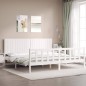 vidaXL Massivholzbett mit Kopfteil Weiß 200x200 cm vidaXL Massivholzbett mit Kopfteil Weiß 200x200 cm
