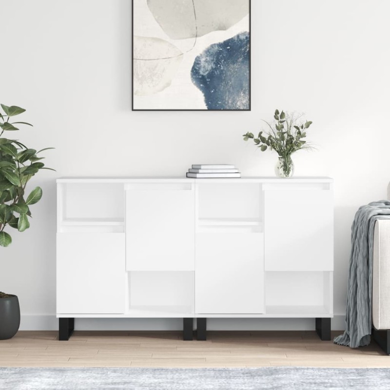 vidaXL Sideboards 2 Stk. Weiß Holzwerkstoff vidaXL Sideboards 2 Stk. Weiß Holzwerkstoff