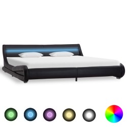 Bettgestell mit LED Schwarz Kunstleder 180x200 cm