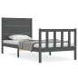 vidaXL Massivholzbett mit Kopfteil Grau 90x200 cm vidaXL Massivholzbett mit Kopfteil Grau 90x200 cm