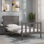 vidaXL Massivholzbett mit Kopfteil Grau 90x200 cm vidaXL Massivholzbett mit Kopfteil Grau 90x200 cm