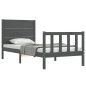 vidaXL Massivholzbett mit Kopfteil Grau 90x200 cm vidaXL Massivholzbett mit Kopfteil Grau 90x200 cm