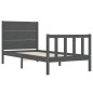 vidaXL Massivholzbett mit Kopfteil Grau 90x200 cm vidaXL Massivholzbett mit Kopfteil Grau 90x200 cm