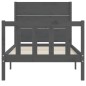 vidaXL Massivholzbett mit Kopfteil Grau 90x200 cm vidaXL Massivholzbett mit Kopfteil Grau 90x200 cm