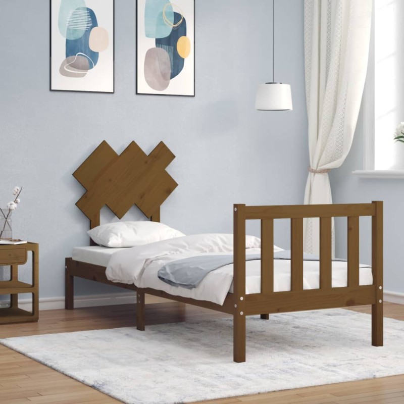 vidaXL Massivholzbett mit Kopfteil Honigbraun vidaXL Massivholzbett mit Kopfteil Honigbraun