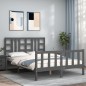 vidaXL Massivholzbett mit Kopfteil Grau 140x190 cm vidaXL Massivholzbett mit Kopfteil Grau 140x190 cm
