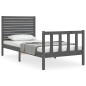 vidaXL Massivholzbett mit Kopfteil Grau 90x200 cm vidaXL Massivholzbett mit Kopfteil Grau 90x200 cm