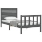 vidaXL Massivholzbett mit Kopfteil Grau 90x200 cm vidaXL Massivholzbett mit Kopfteil Grau 90x200 cm