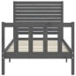 vidaXL Massivholzbett mit Kopfteil Grau 90x200 cm vidaXL Massivholzbett mit Kopfteil Grau 90x200 cm