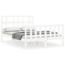 vidaXL Massivholzbett mit Kopfteil Weiß 140x190 cm