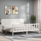 vidaXL Massivholzbett mit Kopfteil Weiß 200x200 cm vidaXL Massivholzbett mit Kopfteil Weiß 200x200 cm