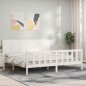 vidaXL Massivholzbett mit Kopfteil Weiß 200x200 cm vidaXL Massivholzbett mit Kopfteil Weiß 200x200 cm