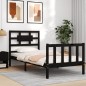 vidaXL Massivholzbett mit Kopfteil Schwarz 100x200 cm vidaXL Massivholzbett mit Kopfteil Schwarz 100x200 cm