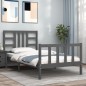 vidaXL Massivholzbett mit Kopfteil Grau 100x200 cm vidaXL Massivholzbett mit Kopfteil Grau 100x200 cm