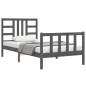 vidaXL Massivholzbett mit Kopfteil Grau 100x200 cm vidaXL Massivholzbett mit Kopfteil Grau 100x200 cm