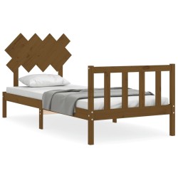 vidaXL Massivholzbett mit Kopfteil Honigbraun 90x200 cm