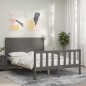 vidaXL Massivholzbett mit Kopfteil Grau 140x190 cm vidaXL Massivholzbett mit Kopfteil Grau 140x190 cm