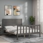 vidaXL Massivholzbett mit Kopfteil Grau 140x190 cm vidaXL Massivholzbett mit Kopfteil Grau 140x190 cm