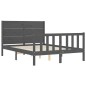 vidaXL Massivholzbett mit Kopfteil Grau 140x190 cm vidaXL Massivholzbett mit Kopfteil Grau 140x190 cm
