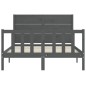 vidaXL Massivholzbett mit Kopfteil Grau 140x190 cm vidaXL Massivholzbett mit Kopfteil Grau 140x190 cm