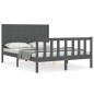 vidaXL Massivholzbett mit Kopfteil Grau 120x200 cm vidaXL Massivholzbett mit Kopfteil Grau 120x200 cm