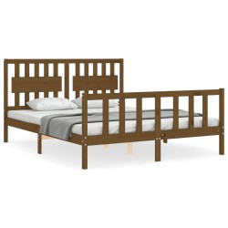 vidaXL Massivholzbett mit Kopfteil Honigbraun 160x200 cm