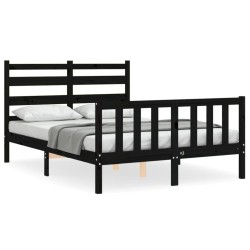 vidaXL Massivholzbett mit Kopfteil Schwarz 120x200 cm