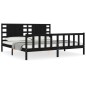 vidaXL Massivholzbett mit Kopfteil Schwarz 200x200 cm vidaXL Massivholzbett mit Kopfteil Schwarz 200x200 cm