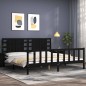 vidaXL Massivholzbett mit Kopfteil Schwarz 200x200 cm vidaXL Massivholzbett mit Kopfteil Schwarz 200x200 cm