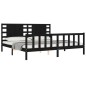 vidaXL Massivholzbett mit Kopfteil Schwarz 200x200 cm vidaXL Massivholzbett mit Kopfteil Schwarz 200x200 cm