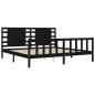 vidaXL Massivholzbett mit Kopfteil Schwarz 200x200 cm vidaXL Massivholzbett mit Kopfteil Schwarz 200x200 cm