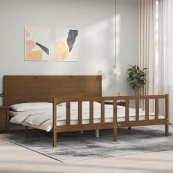 vidaXL Massivholzbett mit Kopfteil Honigbraun 200x200 cm