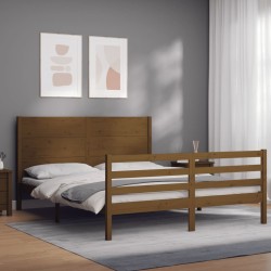 vidaXL Massivholzbett mit Kopfteil Honigbraun