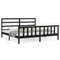 vidaXL Massivholzbett mit Kopfteil Schwarz 200x200 cm vidaXL Massivholzbett mit Kopfteil Schwarz 200x200 cm